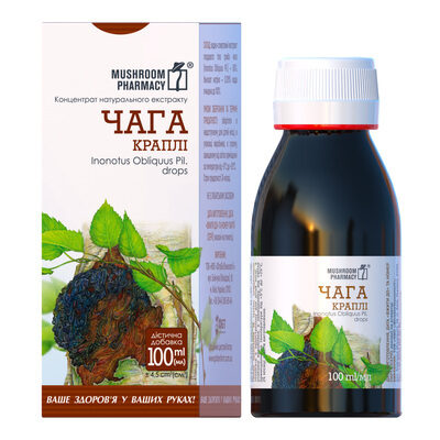 Čagas sēņu pilieni 100 ml pudelē.