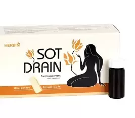 Herbin Sot Drain aknām, urīnceļu un gremošanas sistēmai, šķidruma izvadīšanai un organisma detoksikācijai, 100 ml