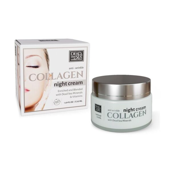 DEAD SEA COLLECTION Collagen Pretgrumbu nakts sejas krēms ar kolagēnu un Nāves jūras minerāliem, 50 ml